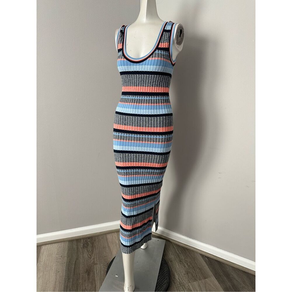 NWT VERONICA BEARD Fabiana striped ribbed-knit midi dress Size S $475 - Picture 5 of 7